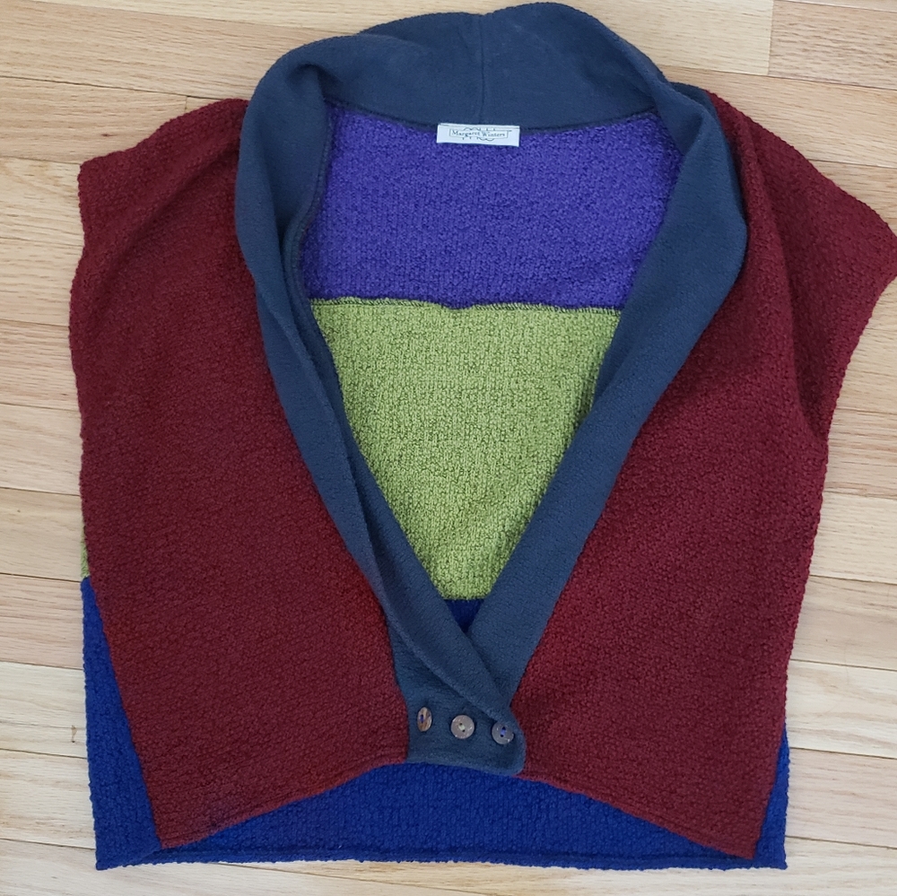 Margaret Winters Womens Sweater Vest XS Artsy Boulce Knit Boho Colorblock Unique